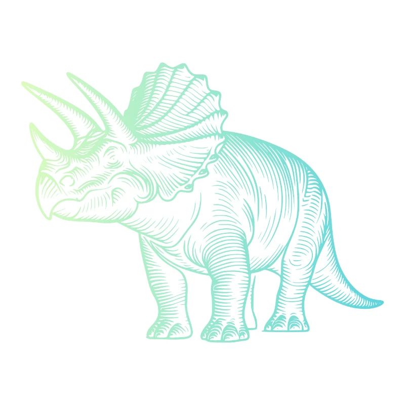 Triceratops Dinosaur Drawing Gradient Blue Green