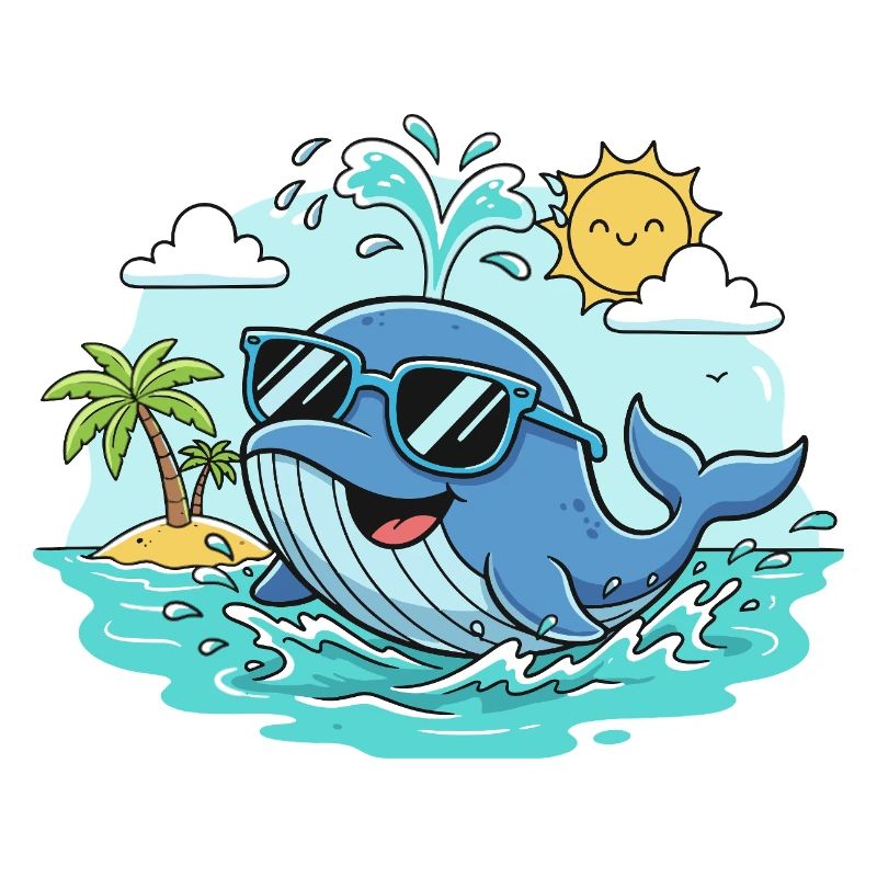 Baleine de plage avec lunettes de soleil