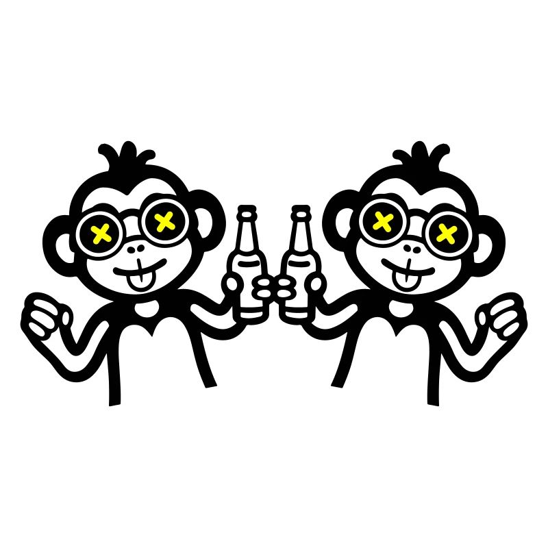 Monkeys buvant de la bière d’équipe