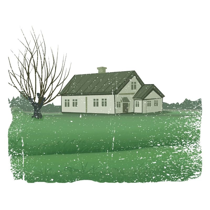 House with bare tree dirty effect