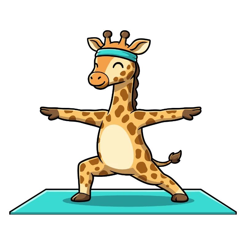 Yoga Giraffe Animal Doing Warrior Pose