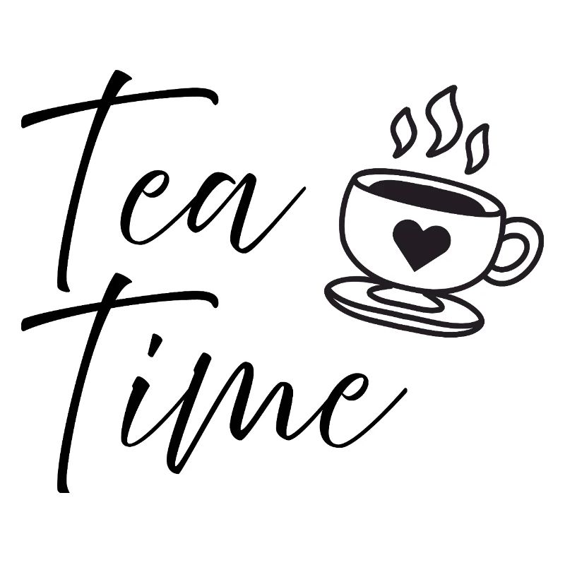 Tea Time Script Quote Cute Coffee Cup Design