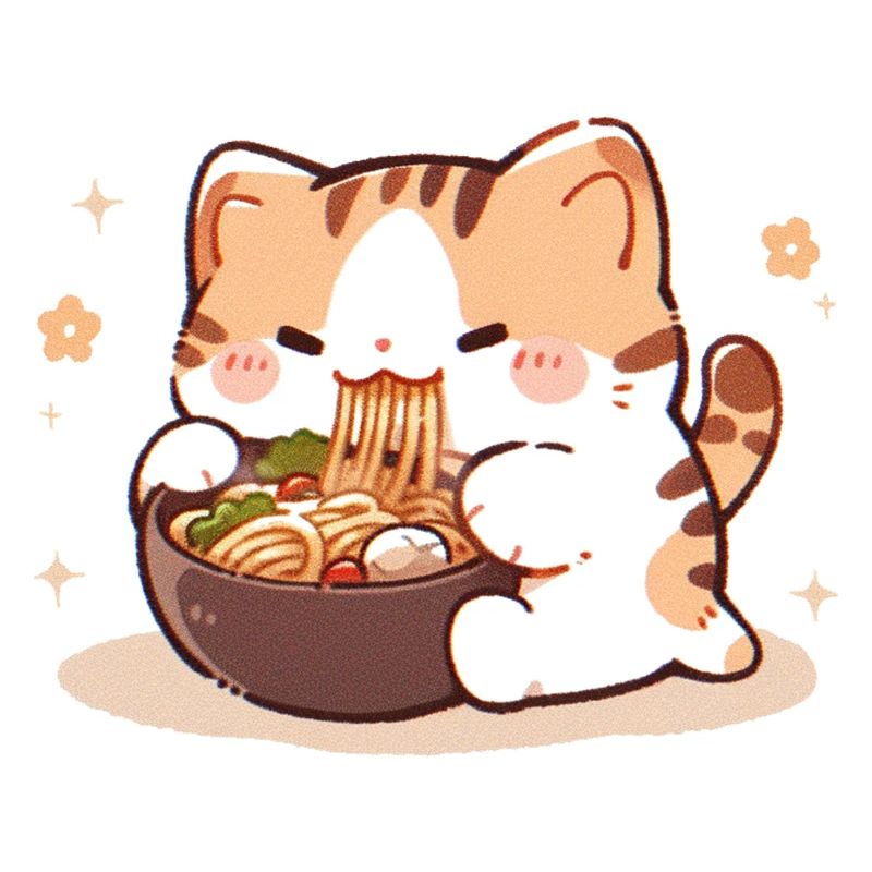 Mème de chat mangeant des spaghettis