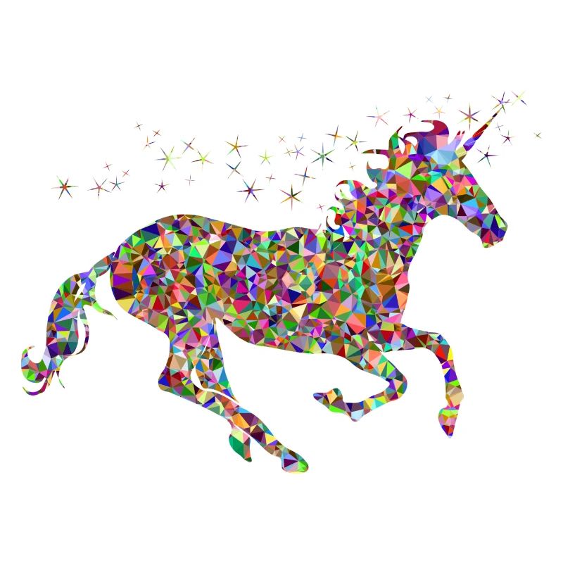 buntes mythisches springendes glitzer Einhorn