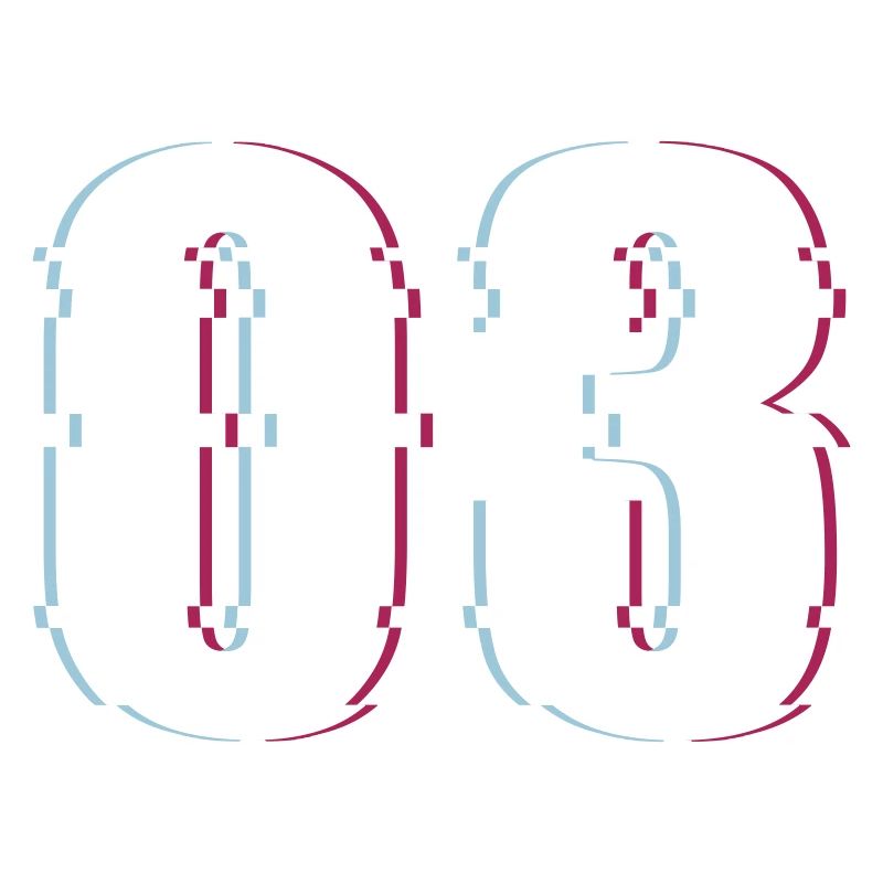 Three 3 Three 03 Number Effect Distorted Number