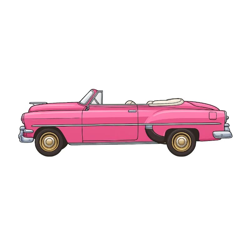 Retro Vintage Pink Cabrio Auto