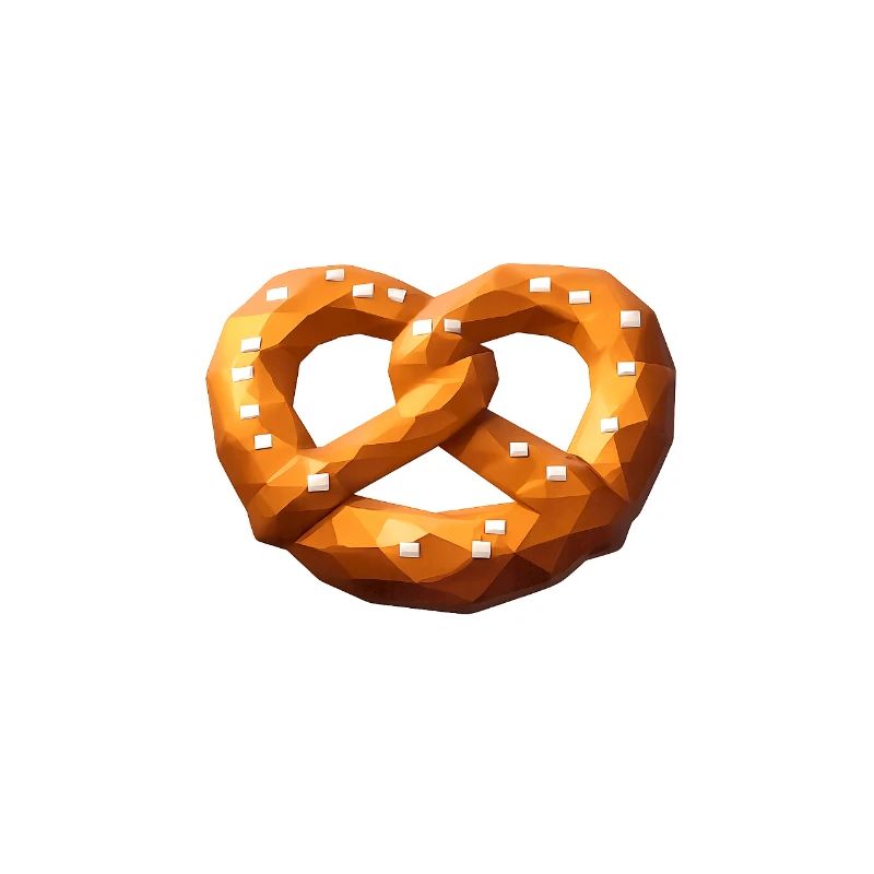 Low Poly Orange Polygonal Pretzel
