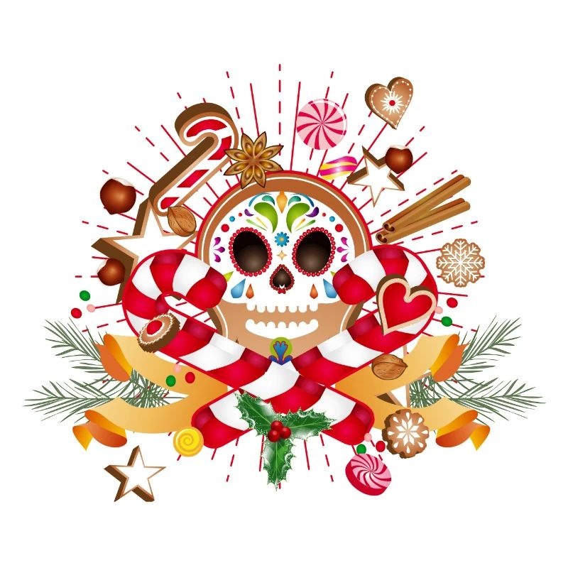 Gingerbread Man Sugar Skull Decor for Christmas