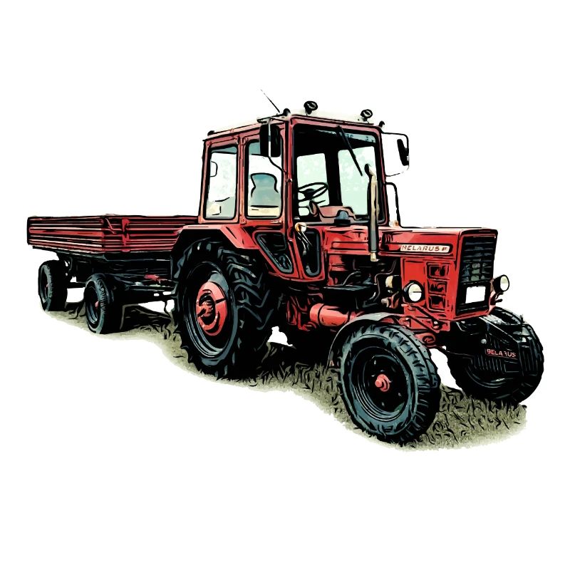 Biélorussie MTS 80 avec remorque