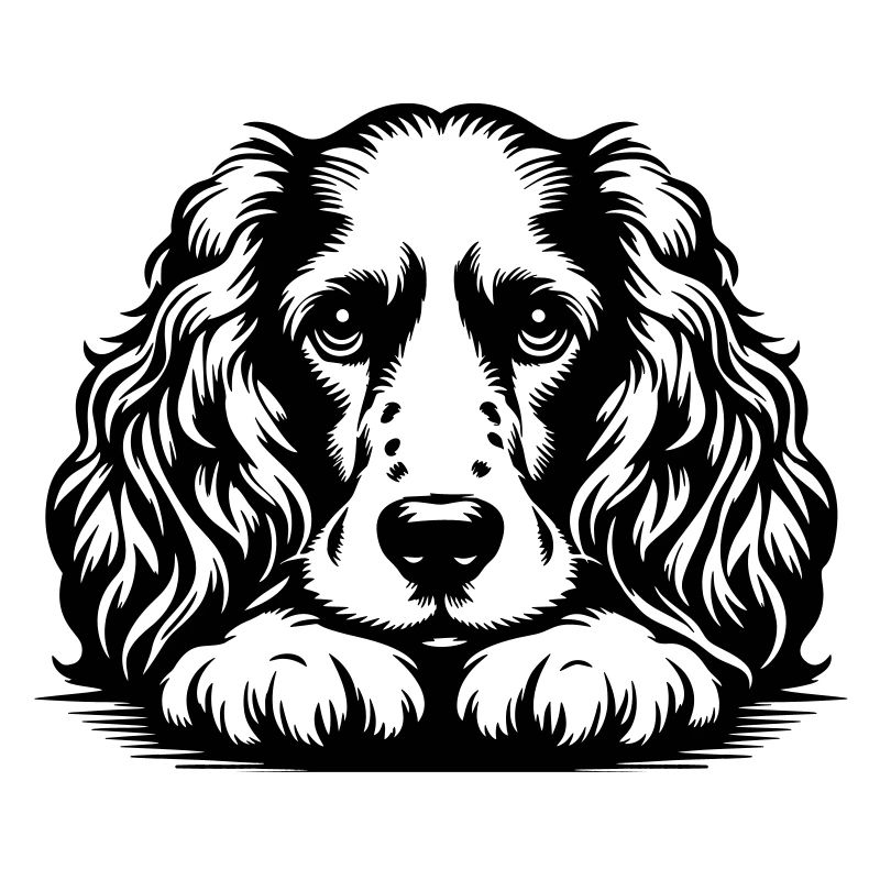 Cocker Spaniel Kopf mit Pfoten