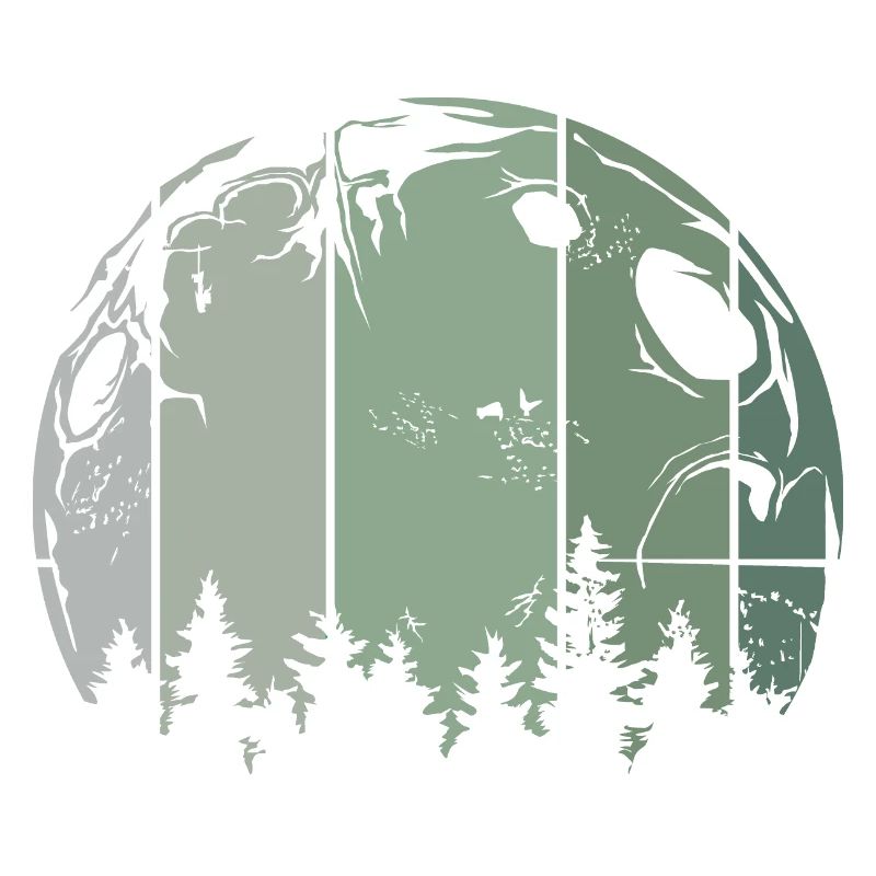 Moon forest tree retro vintage icon logo