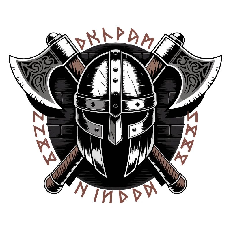 Viking Warrior Shield and Axe Emblem