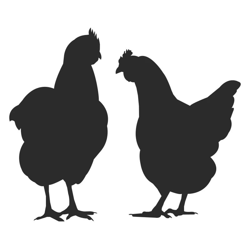 Two Chickens Silhouette