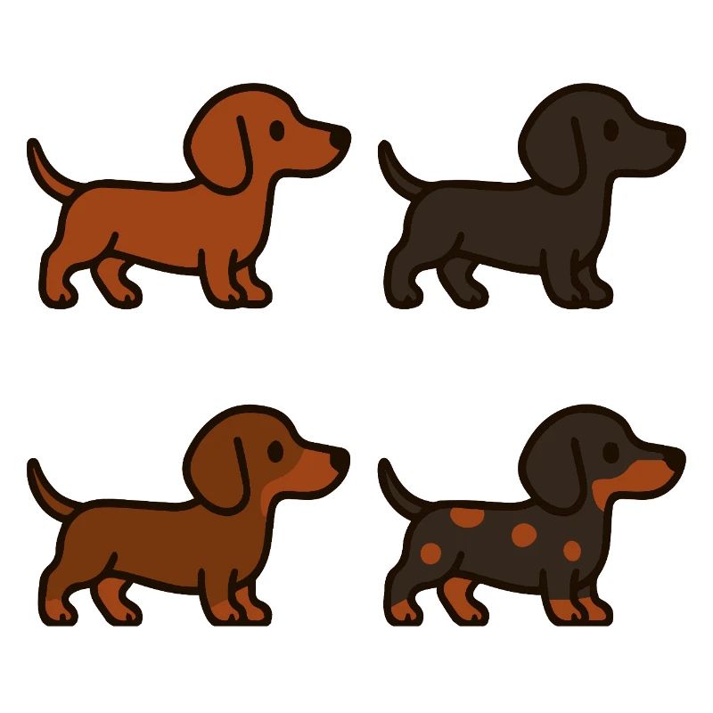 Ensemble d’illustrations de teckel mignon