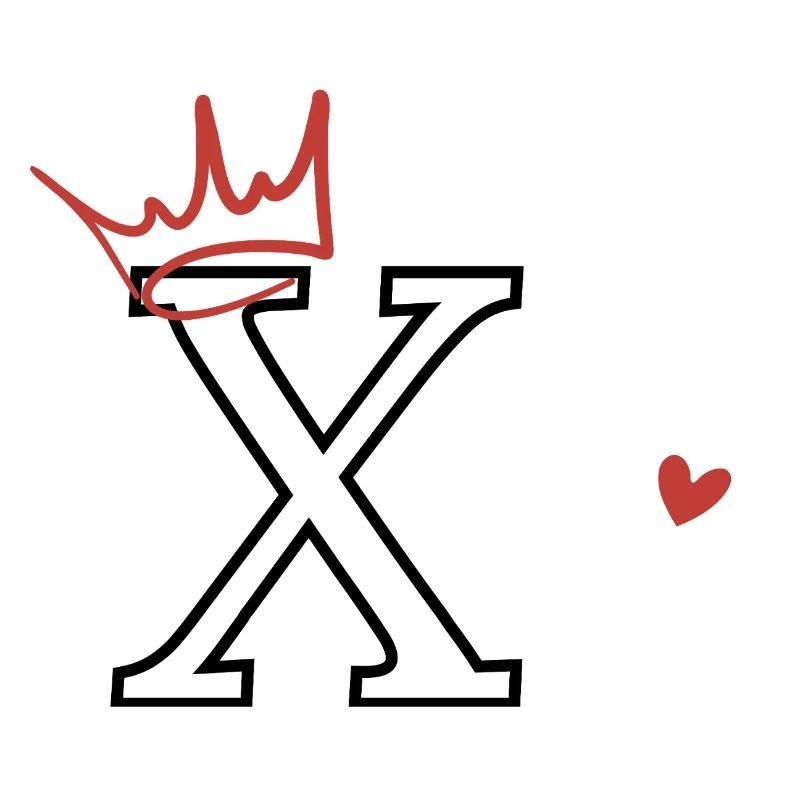 Buchstabe x Herzkrone