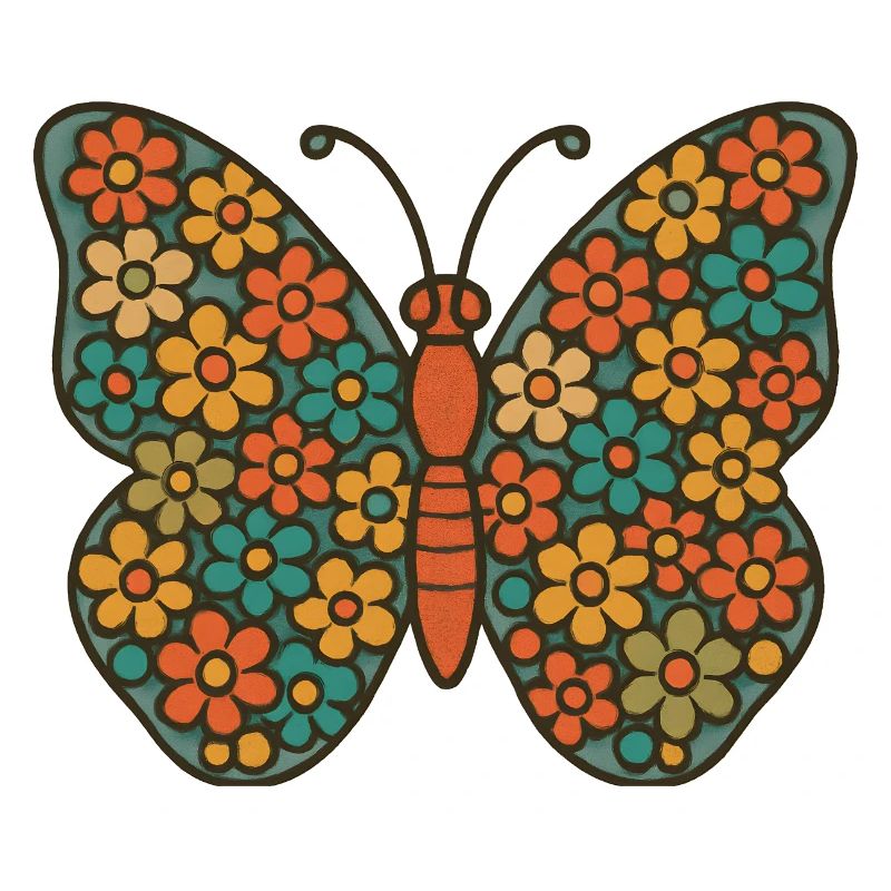 Papillon aux ailes de fleurs