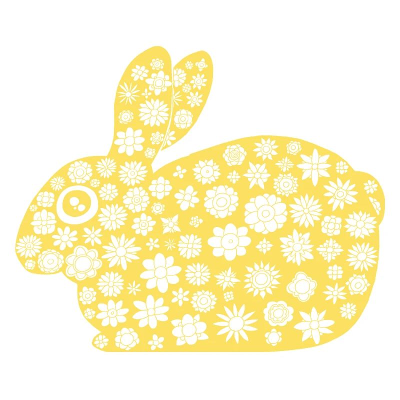 Golden Rabbit Floral Pattern