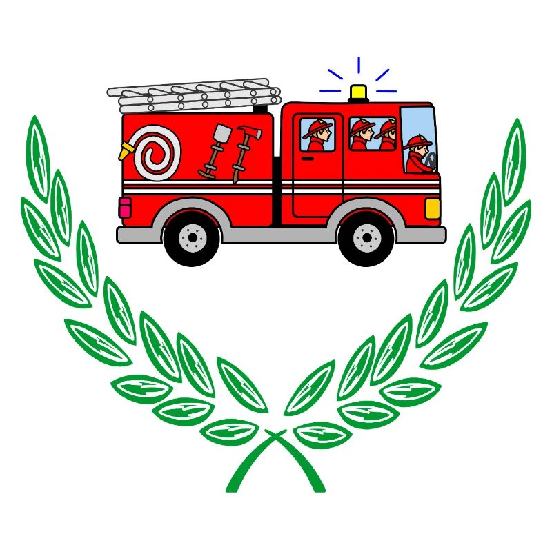 Fire engine in laurel wreath