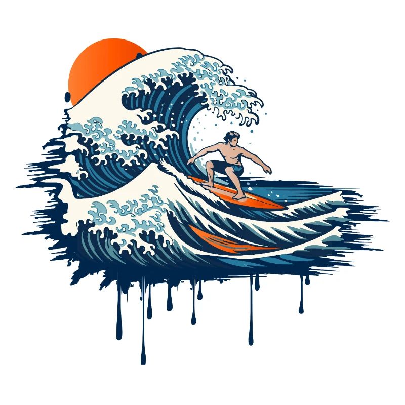 Dynamic Surf Illustration on Powerful Wave