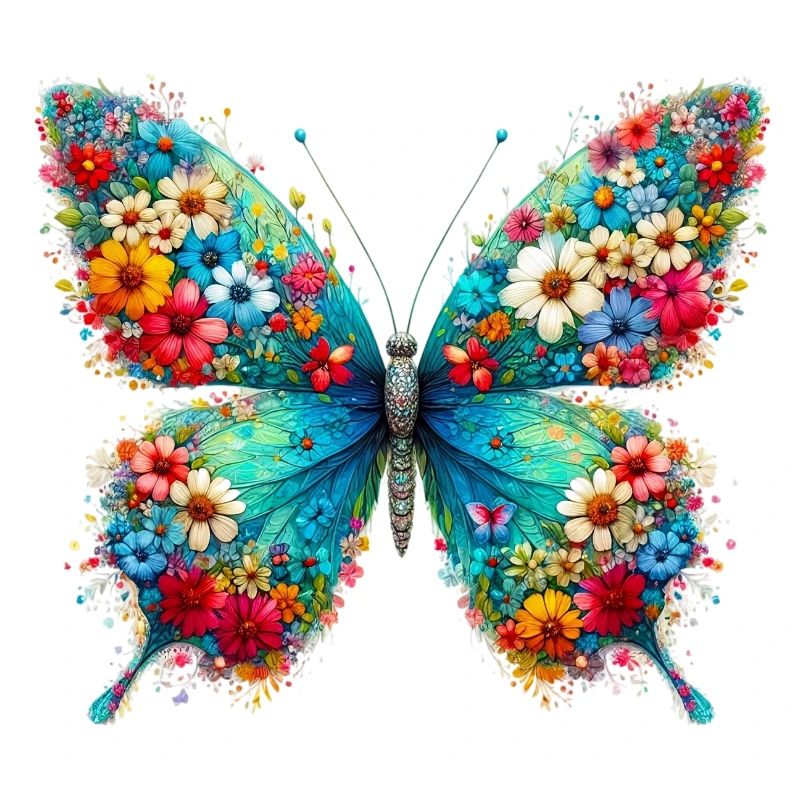 Butterfly decorated with flowers