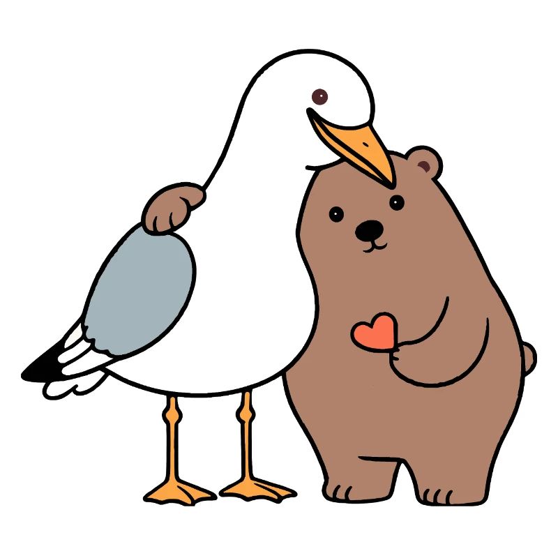 Nordsee Möwe Braun Bär Freundschaft Liebe anlehnen