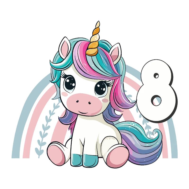 8. Geburtstag Einhorn Regenbogen Süß Niedlich