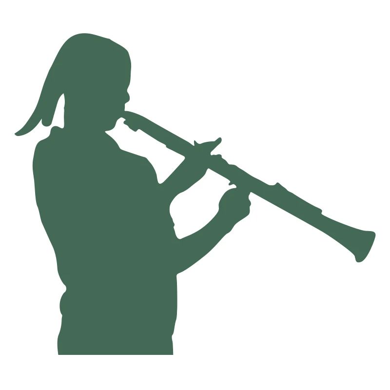 Silhouette du vent avec flûte à bec