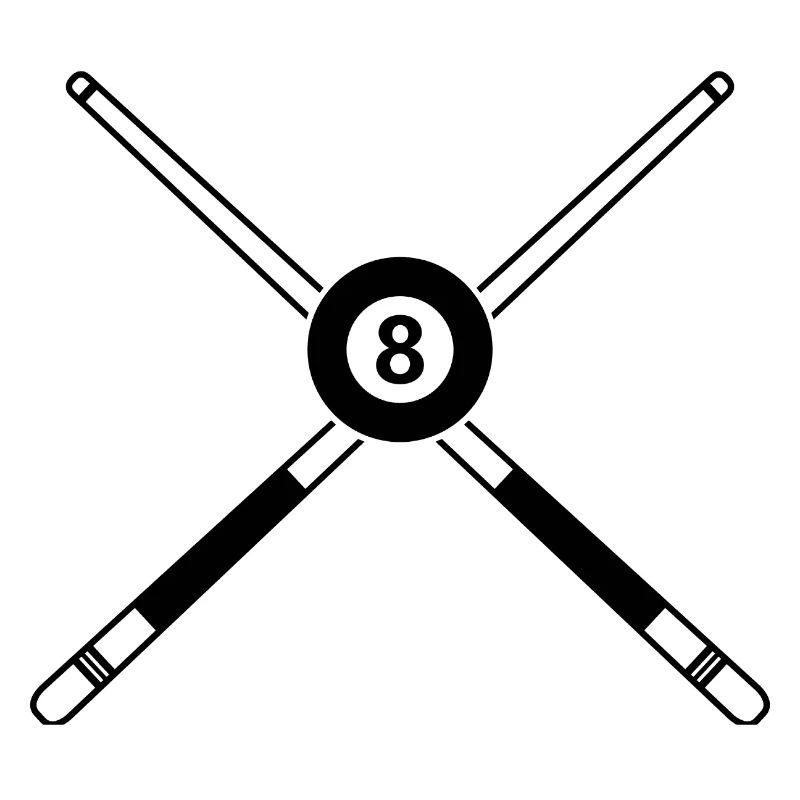 Queue de huit billes croisées avec des bâtons de billard