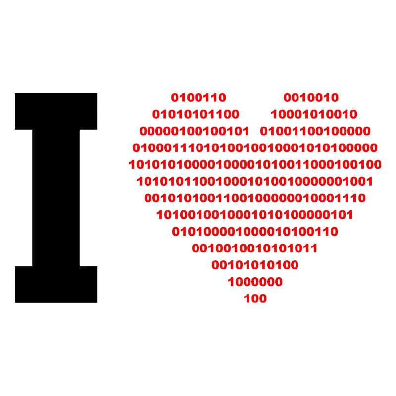 I LOVE - Binary heart - digital - black