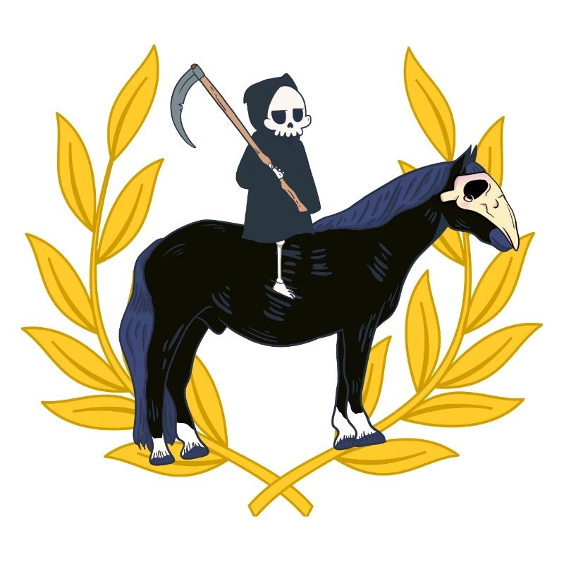 Reiter Tod Sensenmann Pferd Lorbeerkranz Halloween