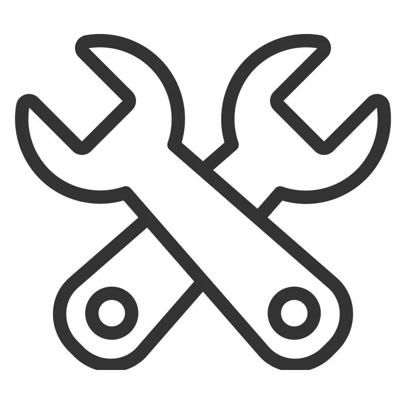 Minimalist Crossed Tools Line Art Icon