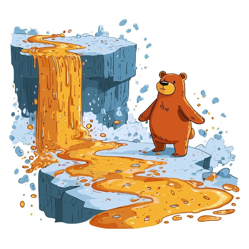 Supporte le flot de lave sur la glace