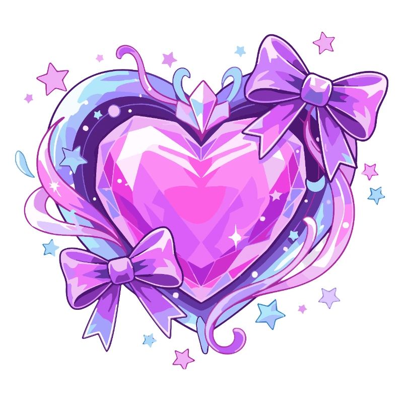 Purple Crystal Heart with Bows