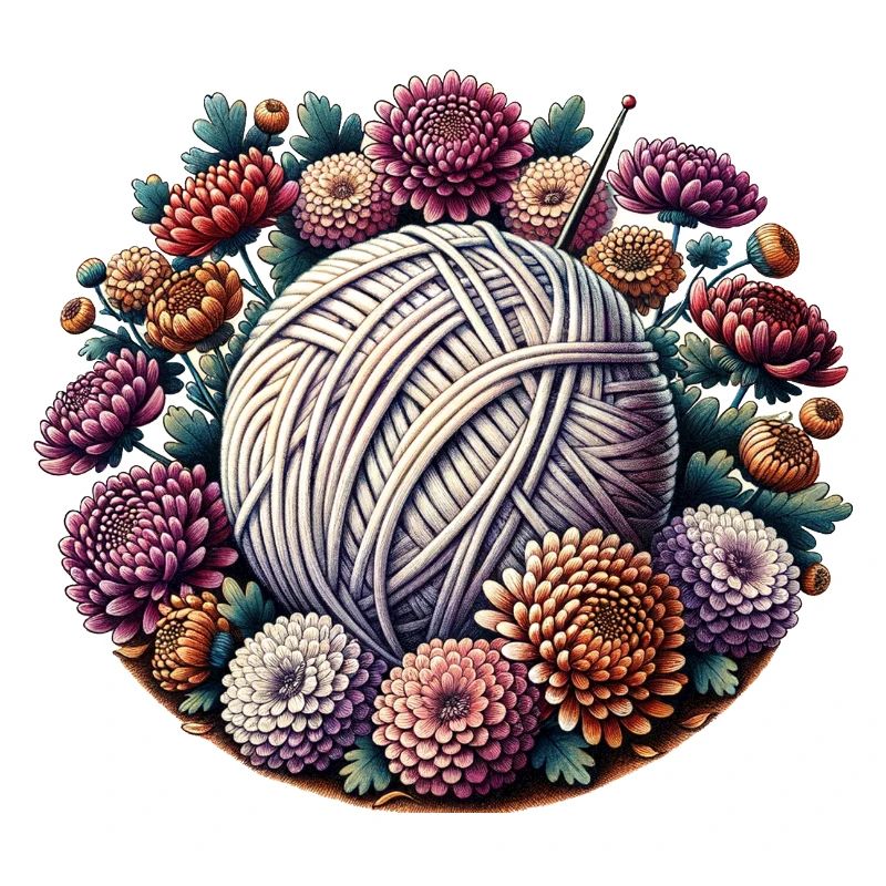 Boule de laine florale avec fleurs
