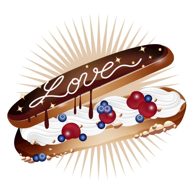 Illustration d’un éclair à la crème et à l’amour
