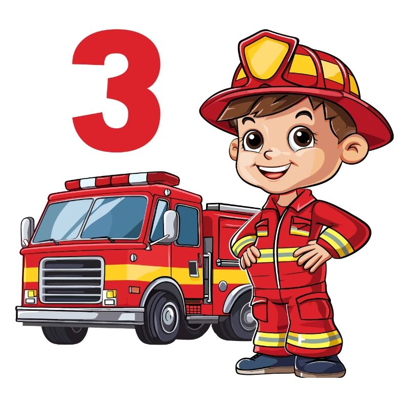 Fire Truck 3 Birthday Firefighter Firefighter