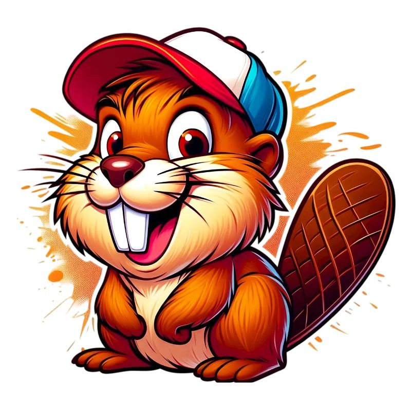 Beaver with baseball cap