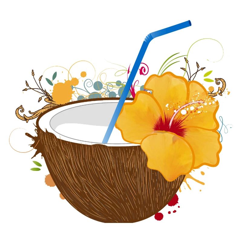 Exotic coconut cocktail with hibiscus