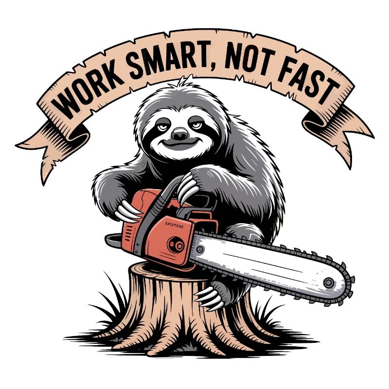 Work Smart Not Fast Sloth Chainsaw