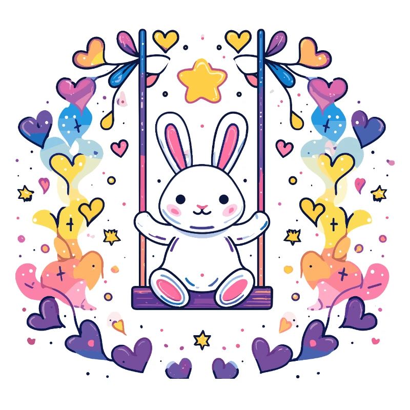 Design joyeux de balançoire de lapin