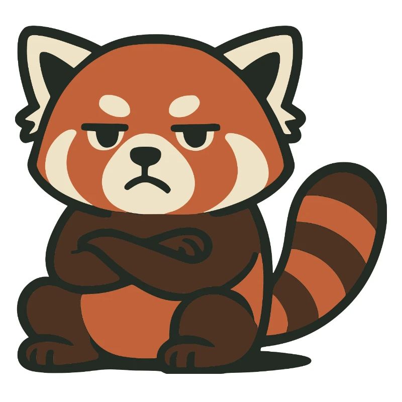 Grim Red Panda with Crossed Arms