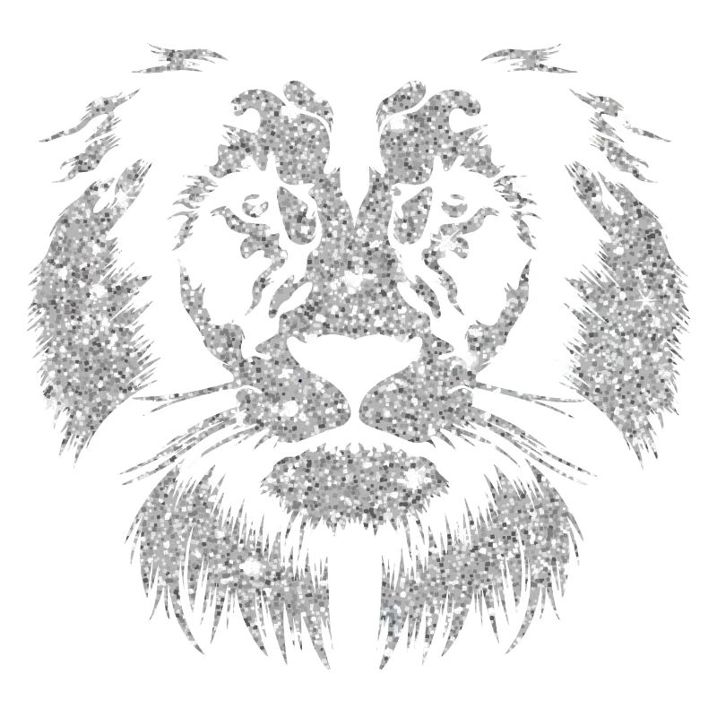 Sparkling lion head with glitter effect