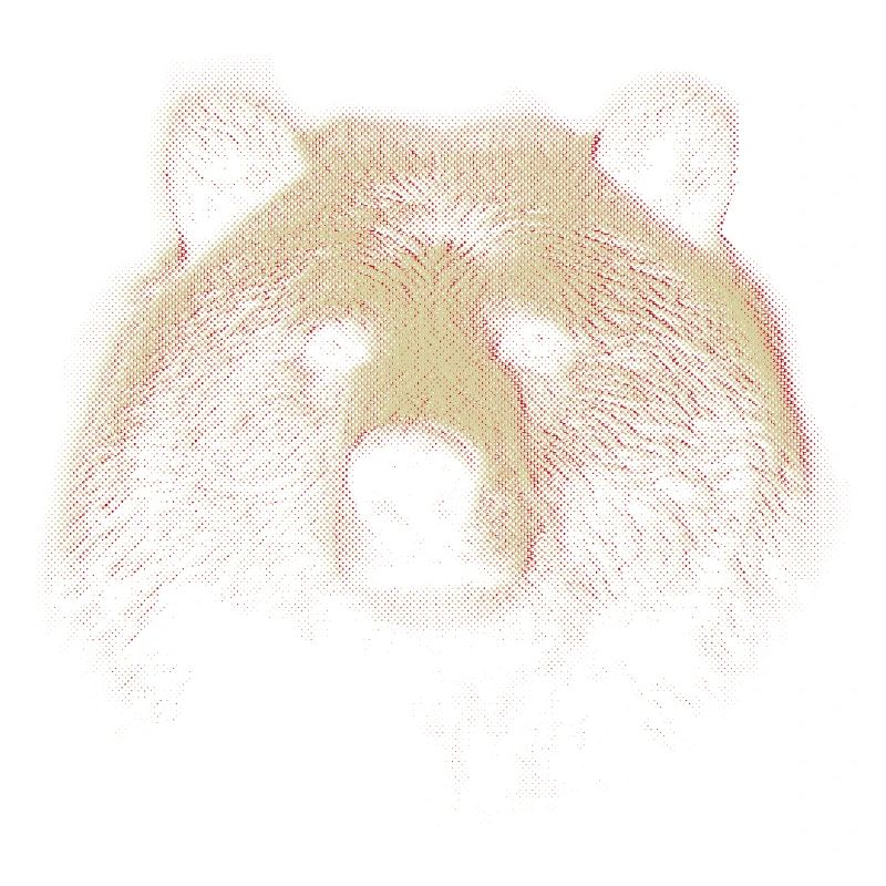 Red Halftone Bear Head