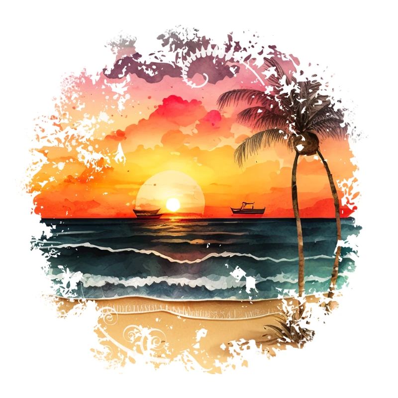 Coucher de soleil sur la plage tropicale