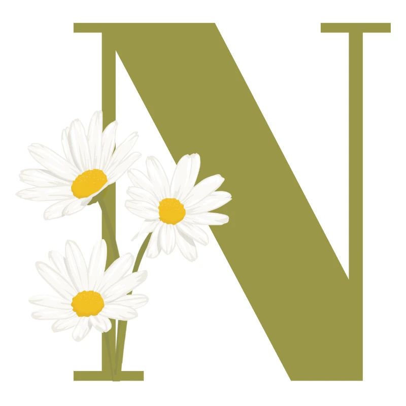 Grüner Buchstabe n Gänseblümchen