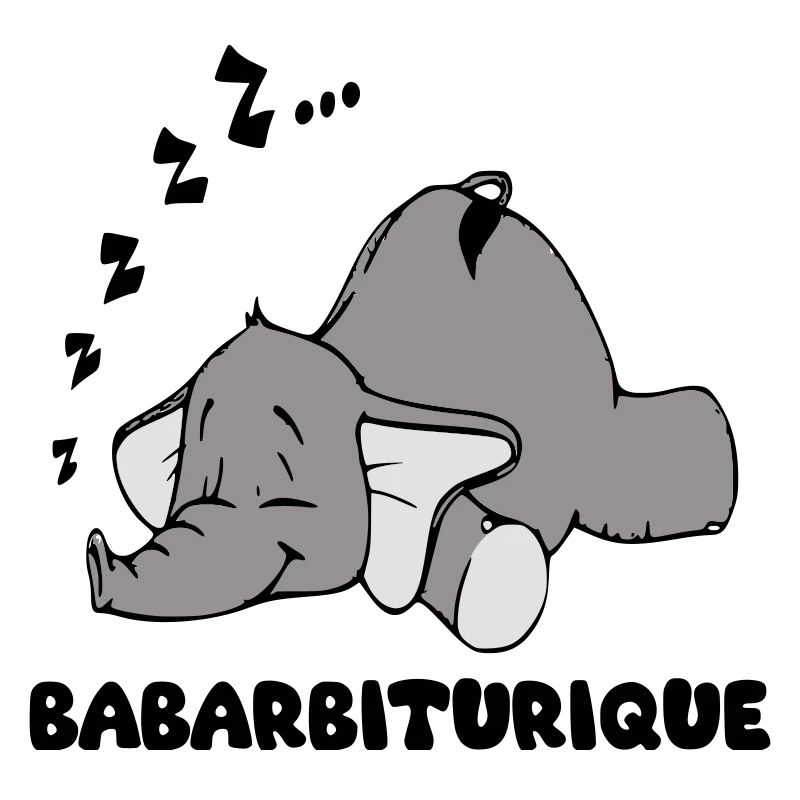 Éléphant Endormi avec le titre babarbiturique