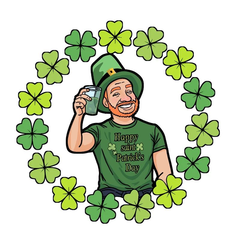 Dessin animé de la Saint-Patrick avec des trèfles