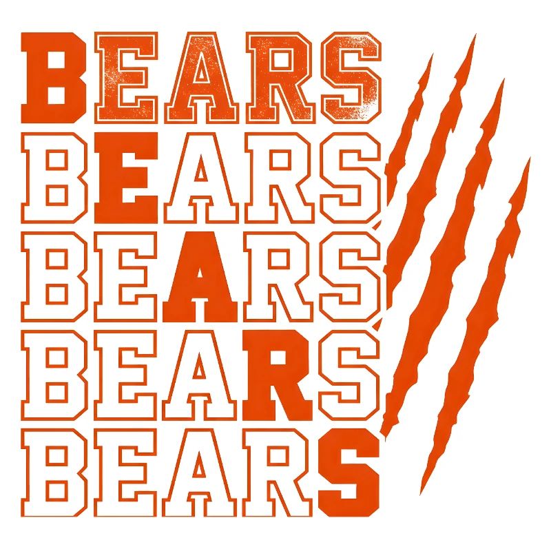 Bears Text with Distressed Claw Marks