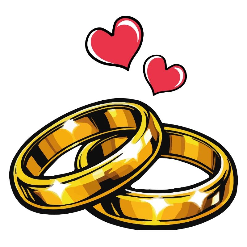 Goldene Eheringe mit Herzen