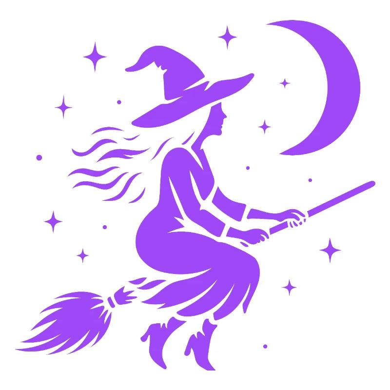Witch Flying Moon Witchcore Motif